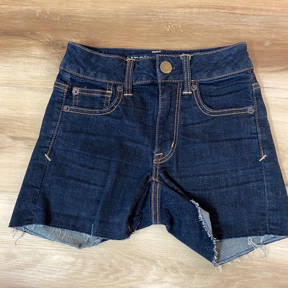 American Eagle AE High Rise Shortie Denim Jean Shorts Size 00 Lot of 3 Pair - Picture 5 of 12